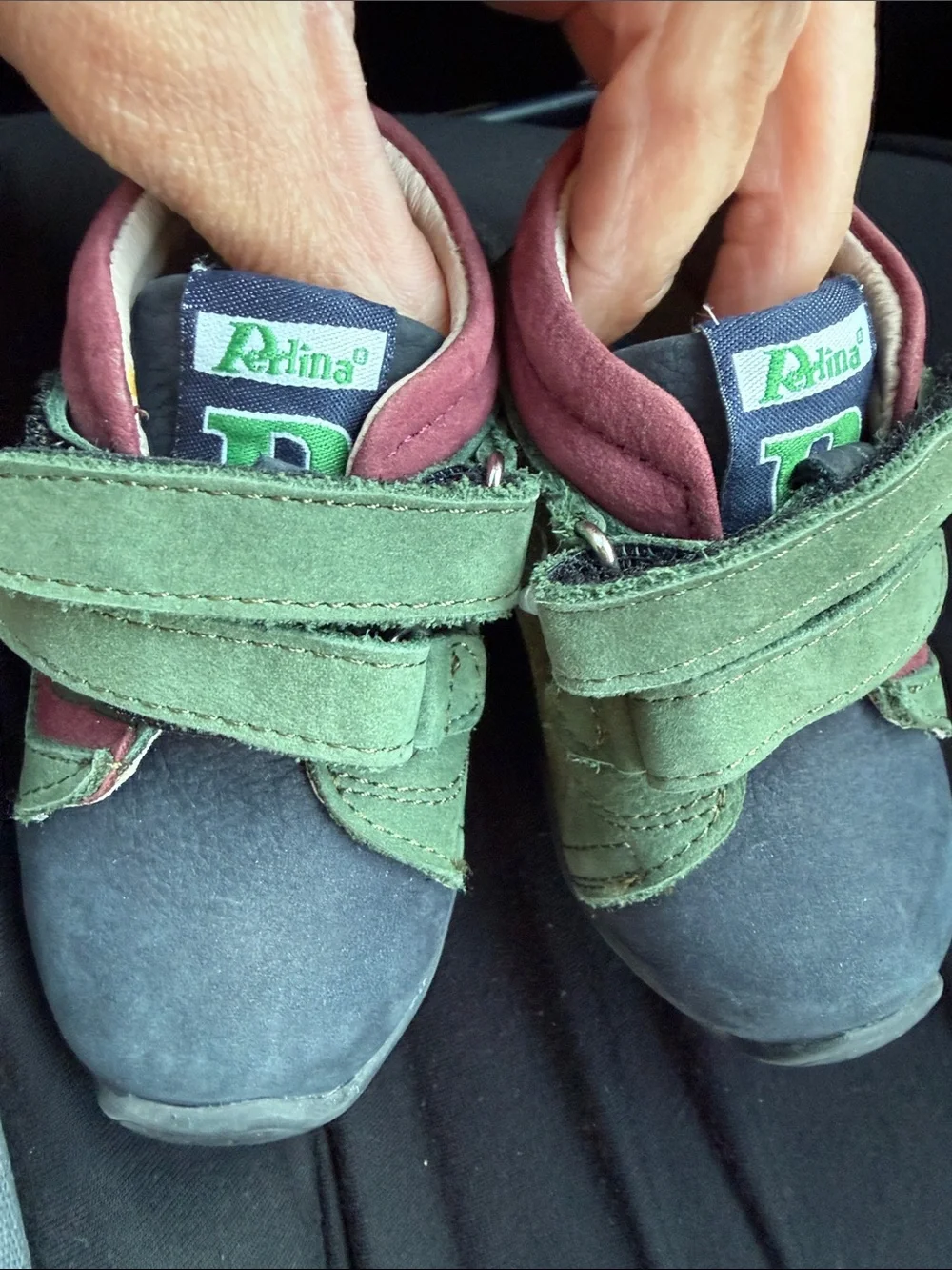 Perlina Orthopedic first walking shoes  Green and Navy Velcro Sneakers